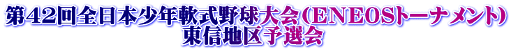 第42回全日本少年軟式野球大会(ENE0Sトーナメント) 東信地区予選会